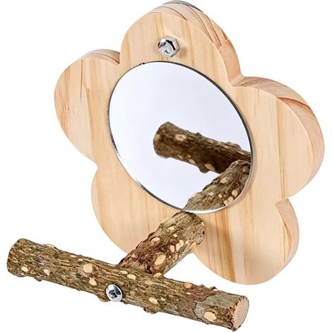 Miroir pour Cage à Oiseaux avec Perchoir en Bois, Miroir pour Perruches (1/5)