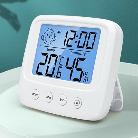 Thermomètre et hygromètre d'intérieur numérique de avec rétroéclairage horloge fonction ℃ ℉ (1/4)