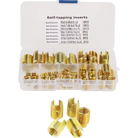 50 Pieces Self-Tapping Threaded Inserts, Brass Tone Socket (1/5)
