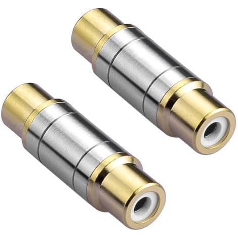 KLVGTIFS PU - Lot de 2 connecteurs RCA femelles plaqués or pour vidéo et audio, adaptateurs RCA femelles fins, rallonge pour câbles RCA.