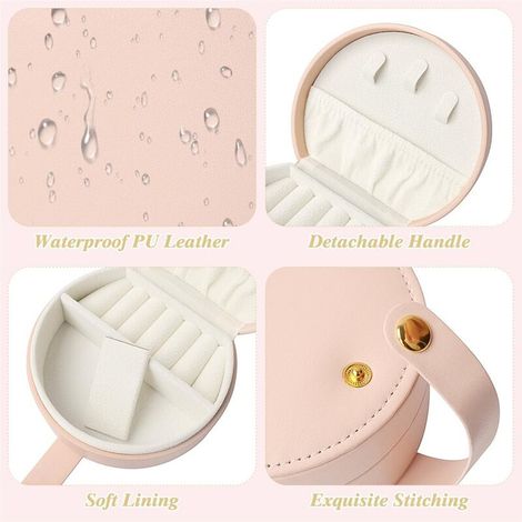 Boîte à bijoux semi-circulaire portable, parfaite pour ranger boucles d'oreilles, colliers et bagues – le cadeau personnalisé idéal pour les demoiselles d'honneur.