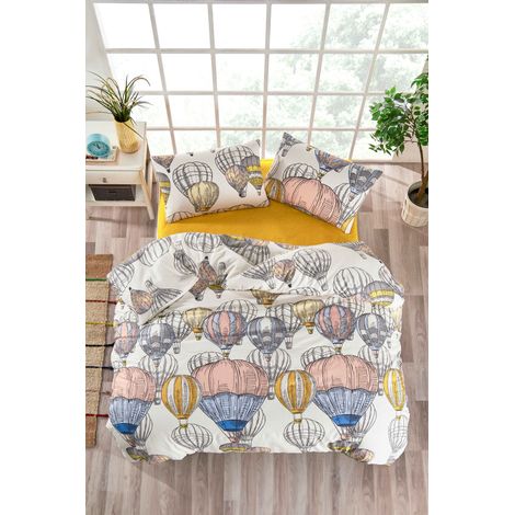 Funda nórdica, funda nórdica, ropa de cama Set Mustard Blanco Gris Rosa (1/2)