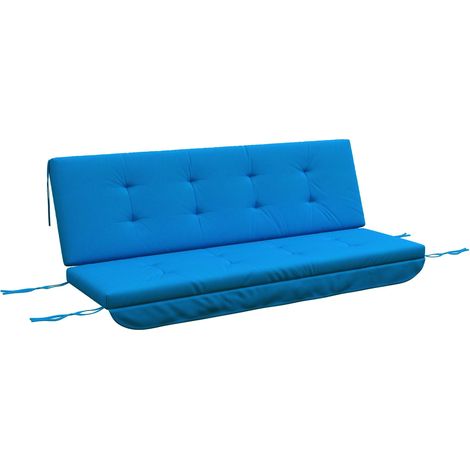 Ensemble de coussins pour balancelle Hollywood 170 cm, coussin de chaise, coussin de balancelle, coussin d'assise, coussin de jardin, coussin de dossier, coussin latéral, bleu