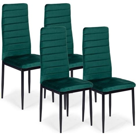 Sillas con respaldo contorneado - TERCIOPELO VERDE - Juego de 4