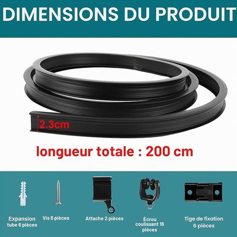 Flexible Ceiling Curtain Rail, Curved Curtain Rail with Silent Wheels, Soft Windows Mounting, Track Rollers, Shower Windows, Privacy and Home Decoration, 2 m Black (1/3)