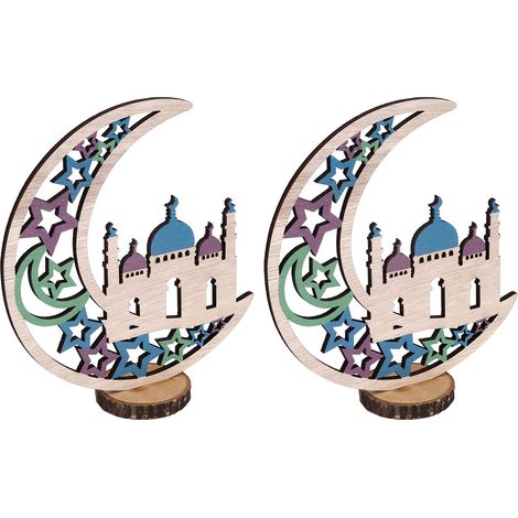 Décorations de lune en bois pour l'Aïd Moubarak - Embellit l'ambiance festive de la maison, du restaurant et du café - JM00454 (1/5)