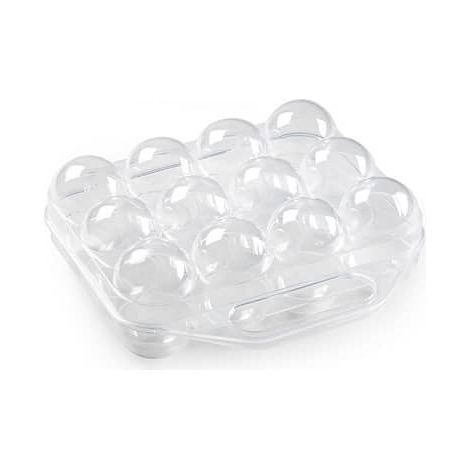 Huevera de plastico para 12 huevos con tapa  Transparente (1/4)
