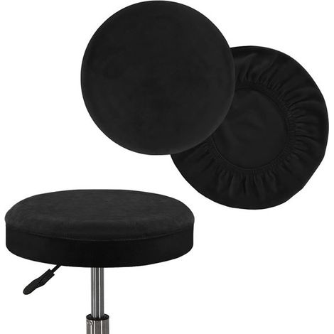 2 fundas redondas para taburete de bar, Funda de asiento suave, Alfombrilla de taburete lavable, Funda de silla impermeable, Gris claro (1/5)