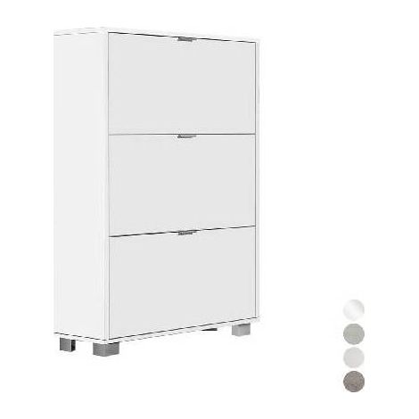 ÉTAGÈRE À CHAUSSURES AVEC 3 ABATTANTS EN MÉLAMINÉ Dimensions : L76xH118xP30 cm Orme blanc
