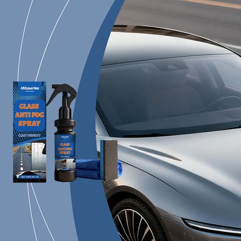 Antibeschlagspray für Autoscheiben – Windschutzscheibenreinigung, Fleckenentfernung, Glanzauffrischung, Entfeuchtungsspray – 120 ml + Schwamm1 + Tuch1 -- DE (1/5)