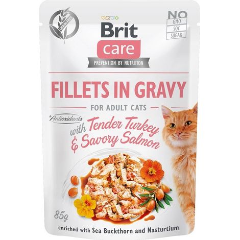 Filets de dinde et saumon en sauce Brit Care Cat 85 g