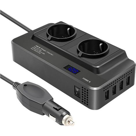 Trywise Onduleur de voiture 200W, convertisseur de puissance 12V à 220V, prise Standard européenne, noir (1/4)