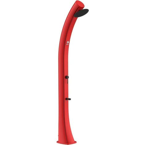 Sined Sole Xxl Polietileno Curvo Ducha Solar Con Lavapies Depósito 40 Lt Rojo Lavapies Grifo Metal Negro Accesorios