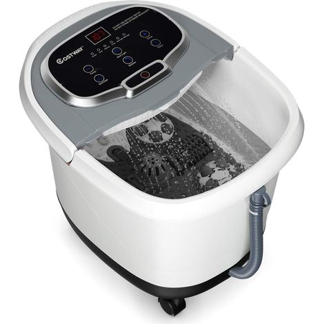 COSTWAY Bañera para Pies Masajeador de Baños para Pies Eléctrico Temporizador de 10-60 Minutos / 35-48 ℃ / 500W con Rodillo de Masaje Gris (1/5)