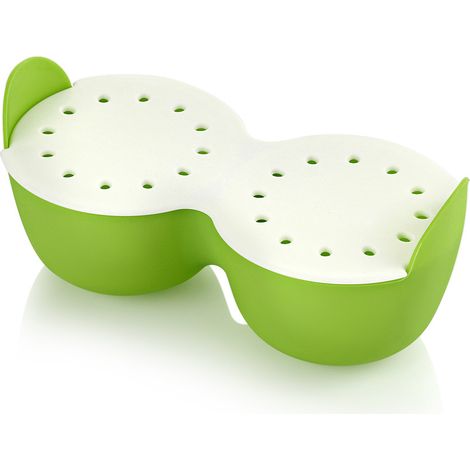 Cuociuova in camicia in silicone con rivestimento antiaderente, adatto per friggitrice e vaporiera, lavabile in lavastoviglie, pratico aiuto in cucina per una colazione veloce (verdure). (1/5)