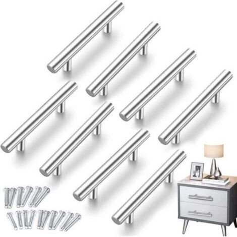 silberne Küchengriffe, XU, gebürstete Hohlkammergriffe für Schränke, Türgriffe aus Edelstahl, mit Schrauben, 96 mm Bohrabstand, für Schrank-, Schubladen- und Kleiderschranktüren (1/4)