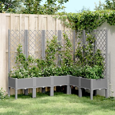 Jardinière Pot de Fleurs avec treillis gris clair 160x120x142 cm PP CVW56992 (1/5)