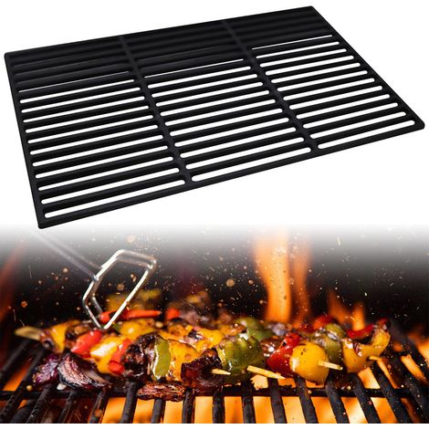 Randaco Gusseisen Grillrost 60 × 40 cm – Emaillierter Grillrost für Holzkohlegrill, Gasgrill & Backofen, Robustes BBQ Zubehör, Schwarz