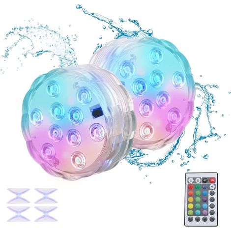 Lumière Piscine, Lumière LED submersible, Lampes sous-Marines Multi-couleur Éclairage LED Étanche Avec Télécommande pour Bases de Vase, Piscine Étang, Aquarium [Classe énergétique A] (1/5)