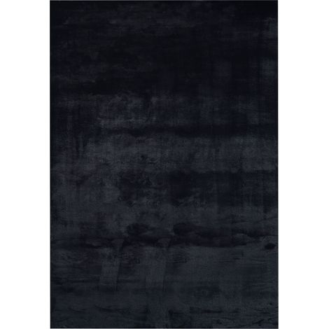 Alfombra negra 160 x 230 cm poliéster piel sintética de conejo pelo largo Mirpur (1/5)
