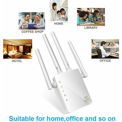 Amplificador de señal WiFi inalámbrico, repetidor mejorado de doble banda de 1200 m, router de alta potencia de 2,4 y 5 GHz (negro, 90 x 173 x 70 mm) (1/4)