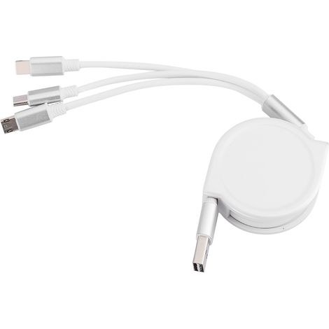 Câble de charge rapide 3 en 1 avec mécanisme rétractable pour téléphones mobiles iOS dotés d'un connecteur Type-C (1/5)