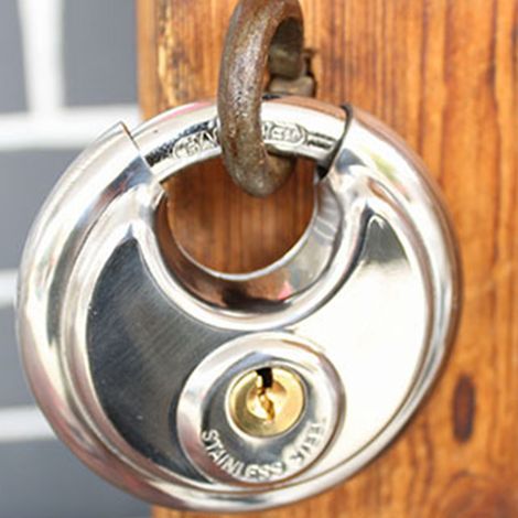 Cadenas à disque haute sécurité en acier inoxydable anticorrosion avec clé pour portails, garages et entrepôts (1/5)
