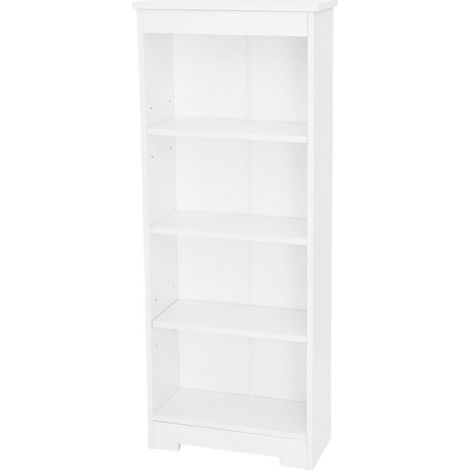 Low Narrow Bookcase - Foiled Manufactured Board - L21 x W48 x H120 cm - White - Flat Packed