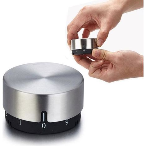 Minuteur Mécanique - Inox - 10min - Argent - 6x3cm (1/4)
