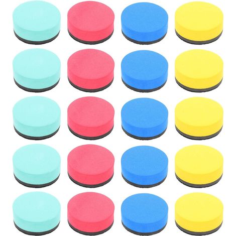 Effaceur Magnétique pour Tableau Blanc Lot de 20, Feutre Eva Lot Compact, Prise en Main Confortable, Usage Bureau et École pour Parents et Élèves (1/5)