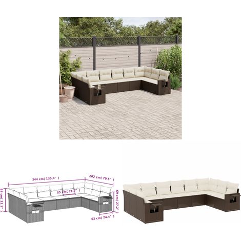 10-tlg. Garten-Sofagarnitur mit Kissen Braun Poly Rattan - Gartenmöbel - Sofasatz - PE-Rattan Möbel - Outdoor Furniture - Lounge Set - Home & Living (1/3)