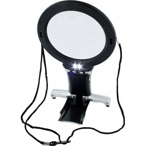 Neck and Desk Magnifying Glass 6X Magnifier, Arm and Hands-Free Illuminated LED Magnifier for Needlework, Jewelry Hobbies, Cross Stitch Repair, Art, and Crafts (1/4)