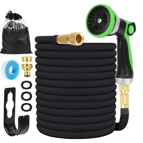 Tuyau d'arrosage Extensible 45M (3x15M) avec 10 Modèles de Pulvérisation Convient aux Robinets de 1/2" et 3/4" Raccords Tuyau flexible et léger pour Jardin, Arrosage, Nettoyage avec Sac de Rangement (1/5)