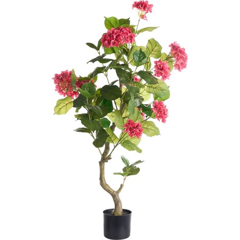 Artificial Potted Plant Red Synthetic Material 120 cm with Flowers Decorative Indoor Accessory Handmade HORTENSIUM (1/5)