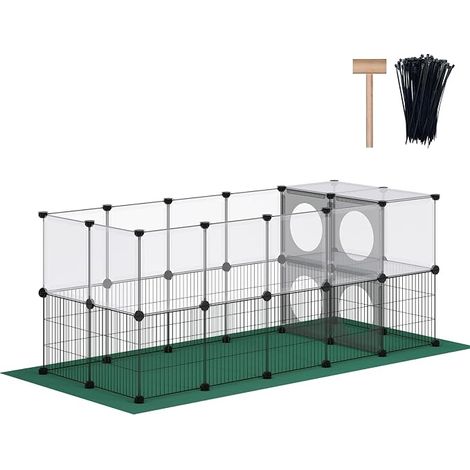 Small Animal Playpen with Oxford Mat, 60 cm Height, Plastic and Metal Design, 160 x 70 x 63 cm (1/5)