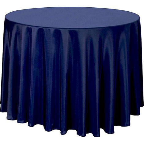 Cette nappe ronde au toucher soyeux est idéale pour les restaurants, les mariages et toutes sortes de réceptions. Bleu foncé, diamètre 275 cm