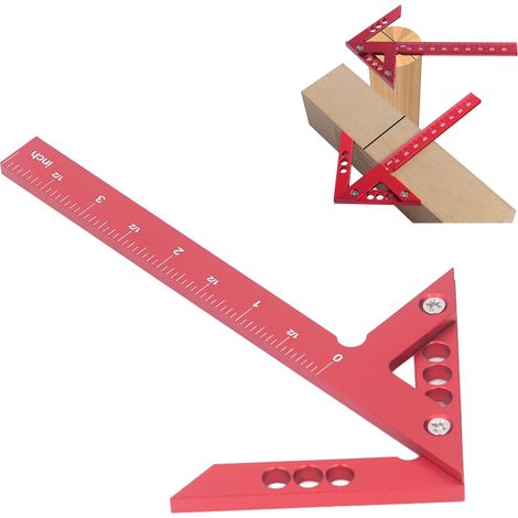Outil de traçage impérial pour trouver le centre d'un cercle, ligne centrale à angle droit, règle de mesure perpendiculaire à 45 degrés pour le travail du bois (1/5)