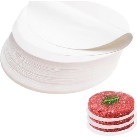 500 Pièces Disques à Burger,Papier Cuisson Rond 10 Cm, Papier Steak Haché,Papier Cuisson, Papier AntiadhéSif,Presse Burger(Blanc) (1/4)