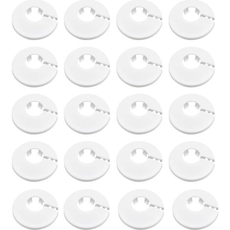 20 Pièce Cache Tuyau Radiateur Rosace Double 17Mm Blanc Pvc (1/5)