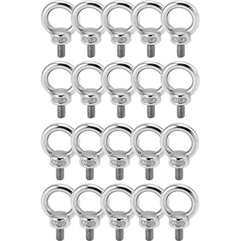 – Lot de 20 boulons à œil M6, vis à anneau en acier inoxydable 304, charge max. 65 kg, longueur de filetage 12 mm – Pour fixation, suspension et bricolage général (1/4)