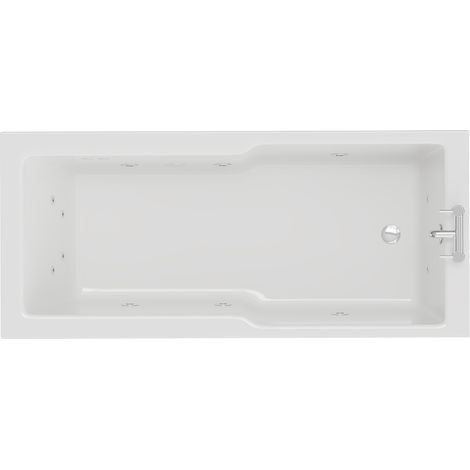 Square 1700mm x 750mm 12 Jet Chrome Flat Jet Single Ended Whirlpool Bath (1/5)
