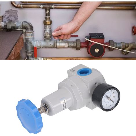 Régulateur de pression d'air QTYH-15 avec vanne miniature d'instrumentation pour compresseurs d'air ou outils pneumatiques - Filetage d'entrée/sortie G1/2 pouce (1/5)