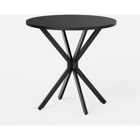 Schwarzer runder Tisch 80 cm mit X-Beinen aus Metall (1/5)