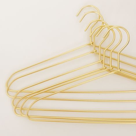 Lot de 10 - Cintres De Vêtements En Fer Métal Or Doré 43 cm - Élégants Et De Qualité - Pour Costumes T-Shirts Chemises Vestes Robes (1/5)