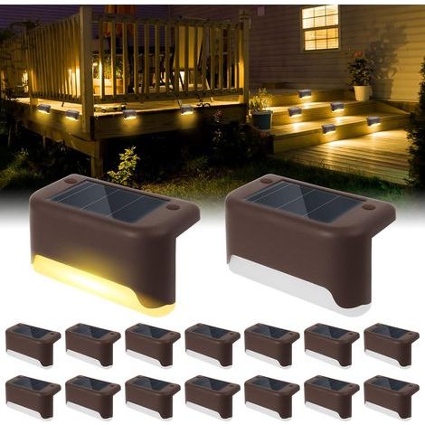 16 Pièces Lampes Solaires d'extérieur pour Escalier,Lampe Solaire Extérieur Jardin Clôture Lampes Solaires Extérieures Imperméables Lumiere Solaire Marche Exterieur LED de Étanche Décoration (1/5)
