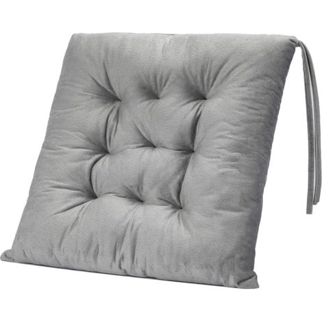 Coussin de chaise épais et uni, gris, 40 x 40 cm, idéal pour restaurant et bureau.