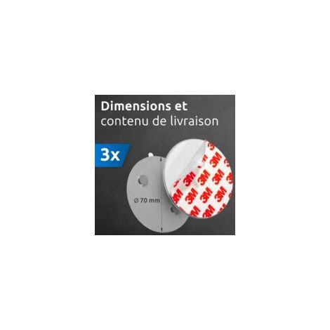 3x Plaque Aimantée adhésive pour Détecteur de Fumée, Supports Magnétiques autocollants Ø 70mm, Montage Magnétique pour Détecteurs d'Incendie (1/5)