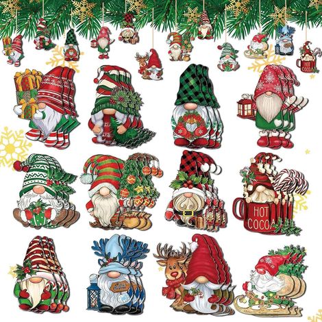 36 Pièces Décoration Noël Sapin - Pendentifs en Bois Personnalisés pour Intérieur Maison - Décorations à Suspendre (1/5)