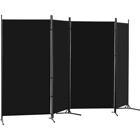 4 Panels Folding Room Divider, Free-standing Wall Privacy Protector Screen, Portable Metal Frame Partition Panel Screen for Living Bedroom Office Black (1/5)