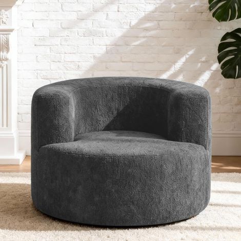 LANKOU Circular Lounge Sofa, Round Bean Bag Chair, Boneless Sofa with 100% Solid Foam, 150kg Capacity, No Assembly（Grey）
